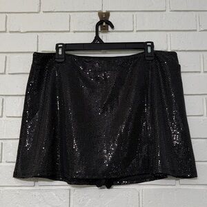 Torrid Black Sparkle Skort NWT 1X Sequin Glitter Party Skirt Shorts
